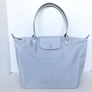 Longchamp Le Pliage Neo Silver Nylon Tote